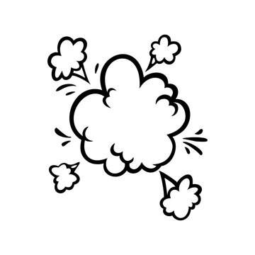 Comic boom effect clouds. Set of explosion bubbles and smoke. Vector illustration isolated on white background