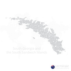 South Georgia and the South Sandwich Islands grey map isolated on white background with abstract mesh line and point scales. Vector illustration eps 10