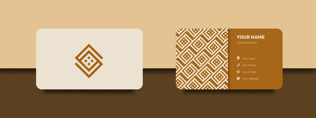 Luxury and elegant gold pastel business card. Design with trendy pattern minimalist print template. Rounded corner mockup design.