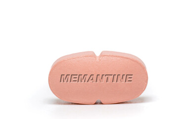 Memantine Pharmaceutical medicine pills  tablet  Copy space. Medical concepts.