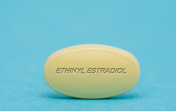 Ethinyl Estradiol Pharmaceutical medicine pills  tablet  Copy space. Medical concepts.