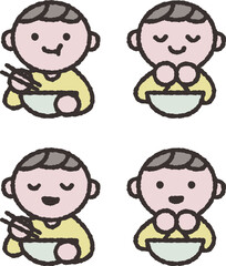 ご飯を食べる人イラスト素材