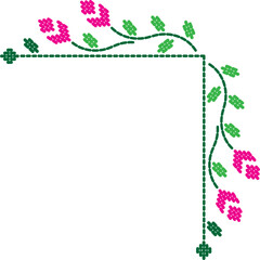 embroidery frame corner borders. fancy page decoration. flower embroidery ornaments for text. beautiful floral doodle for wedding cards, greeting cards, and valentine card.