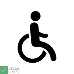 Handicapped patient icon. Simple solid style. Linear style sign, wheelchair, handicap, pictogram, stick, medicine, hospital concept. Glyph vector illustration isolated on white background. EPS 10.