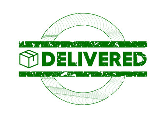 Simple vintage rubber stamp with Delivered text.