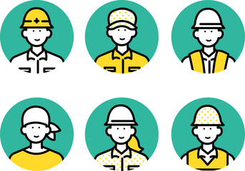 土木作業員のアイコンイラストセット