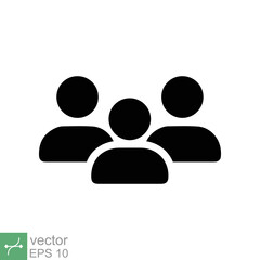 Fototapeta na wymiar People icon. Simple solid style. Crowd sign flat style, person, group, user, human, public, member, staff, team, business concept. Glyph vector illustration isolated on white background. EPS 10.