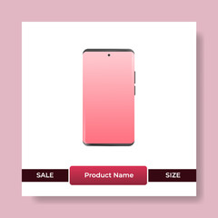 Geometric square social media banner layout, product background backdrop display for ads commerce sale template in gradient red color