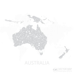 Australia Continent grey map isolated on white background with abstract mesh line and point scales. Vector illustration eps 10.