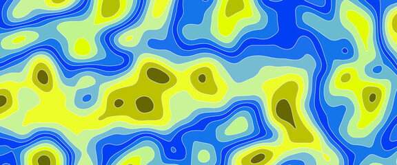 Abstract blue realistic papercut decoration textured with wavy layers. Paper cut topography background. Deep blue sea water papercut. Carving art. Cover layout template. Suit for poster, brochure