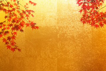 Naklejka na ściany i meble 金屏風と楓の紅葉