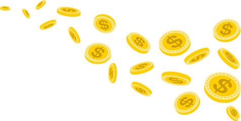 Flying golden coins, money, dollar