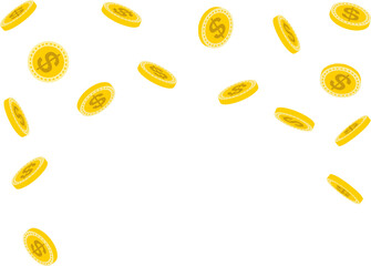 Falling golden coins. flying money, dollar