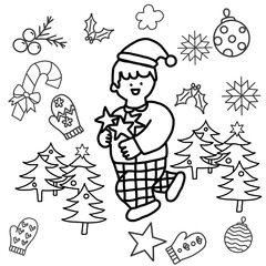 The  boy had a merry christmas with mittens and star lamps.