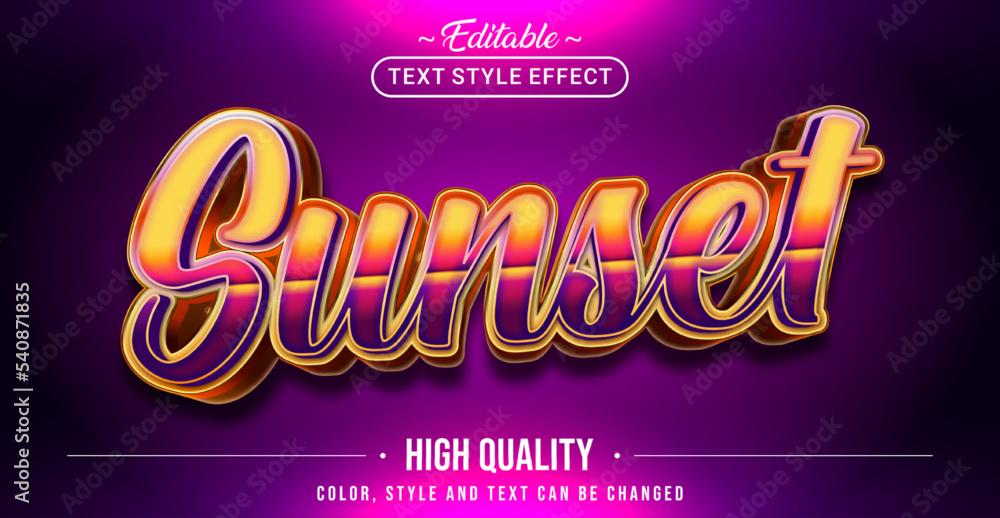 Poster Editable text style effect - Sunset text style theme.