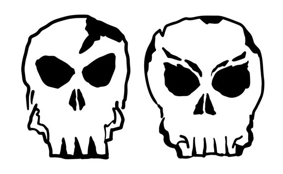 Hand drawn skull face design illustration. 