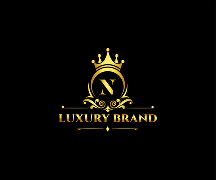 luxury N Letter Initial with Royal Template.elegant with crown logo vector, Creative Lettering Logo Vector Illustration.