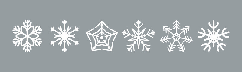 Christmas decoration, winter set of snowflakes flat icon.