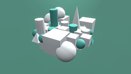 Business shapes 3d green render