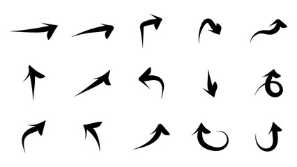 arrows set with hand drawn doodle style isolated on white background for graphic design element
