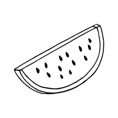 watermelon slice. hand drawn vector illustration. minimalism. icon, sticker, decor. juicy, fresh, fruits, summer, food.
