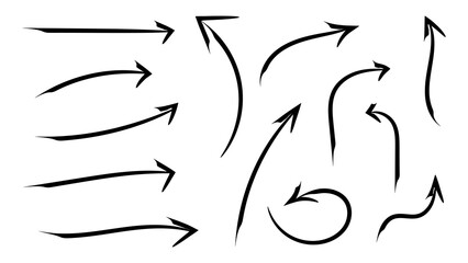 arrows set with hand drawn doodle style isolated on white background for graphic design element
