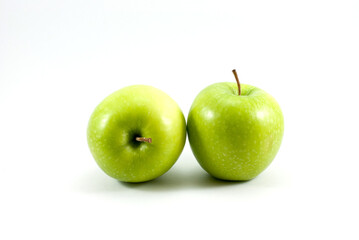 Green apples isolated on white background.