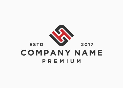 letter sh square logo design vector illustration template