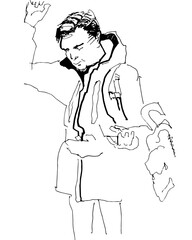 adult, attractive, business, cartoon, character, communication, contour, design, design element, doodle, drawing, face, fashion, flat design, flat illustration, flat illustration people, graphic, hand