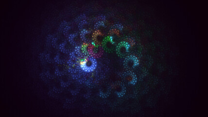 3D rendering abstract multicolor fractal light background