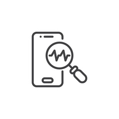 Mobile phone diagnostic line icon