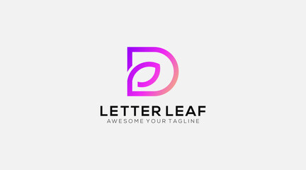 Awesome Letter D Leaf Premium Logo design vector template
