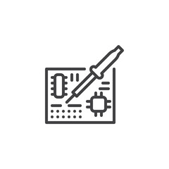 Circuit board soldering line icon