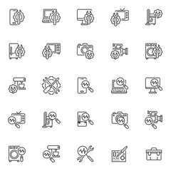 Repair service line icons set