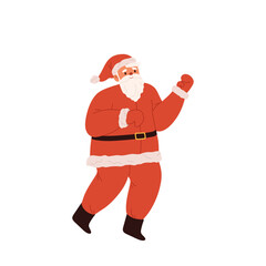 Santa Claus dancing. Happy winter fairy character for Christmas and New Year celebration isolated