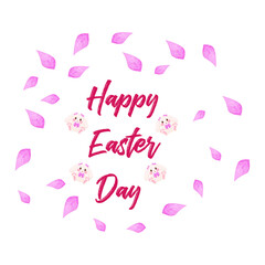 Easter Eggs Flowers Seamless Border Easter Design | Colourful Easter Banner with Bunnies, Eggs and Flowers. Vector | Easter Eggs and Spring Flowers | Happy Easter Day Congratulatory Easter Background	