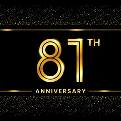 81th Anniversary Logotype. Golden Anniversary template design for celebration event, invitation card, greeting card, flyer, banner, poster, double line logo, vector illustration