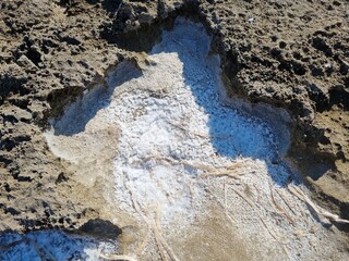 Natural salt crystals at sea