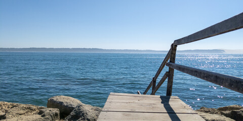 Cap Ferret pathway wooden to access beach in southwest france aquitaine bassin d'arcachon