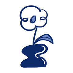 Flower vase hand drawn illustration in cartoon design