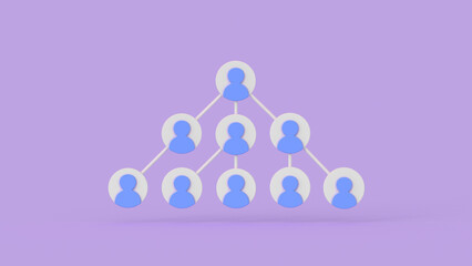 Business hierarchy structure minimal cartoony 3D render