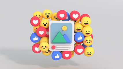 Social network concept 3D render illustration