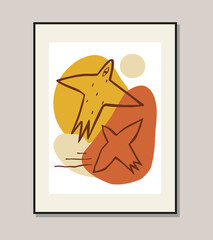 Abstract bird poster set. Matisse art style random organic shapes in freehand. Floral art. Boho Decor. Vector illustration.