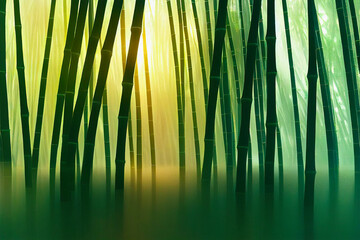 Fototapeta premium Sunlight in Bamboo Forest Submerged in a Lake. Abstract Summer Background