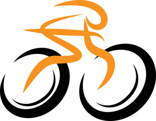 Bicycle logo with black and orange colour. Perfect for community logo or company logo.