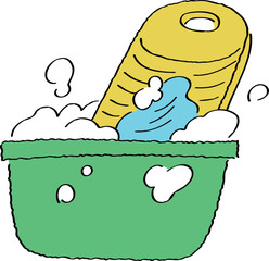 洗濯板で洗うイラスト