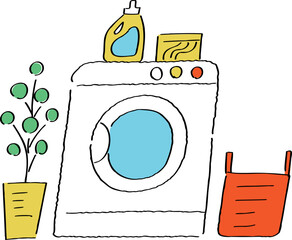 全自動、ドラム式洗濯機のイラスト