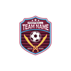 Soccer Team Emblem Template With Sword And Shield Symbol
