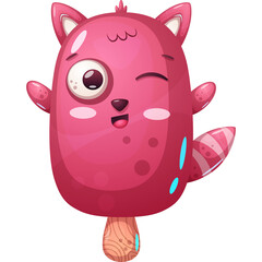 Cute pink animal ice-cream cartoon character