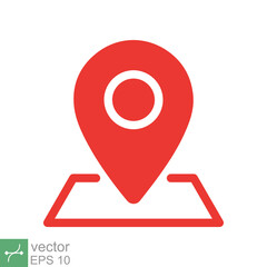 Pin map place location icon. Simple flat style. Geo marker, minimal, label, travel, road, tag, mark navigation, map concept. Vector illustration isolated on white background. EPS 10.